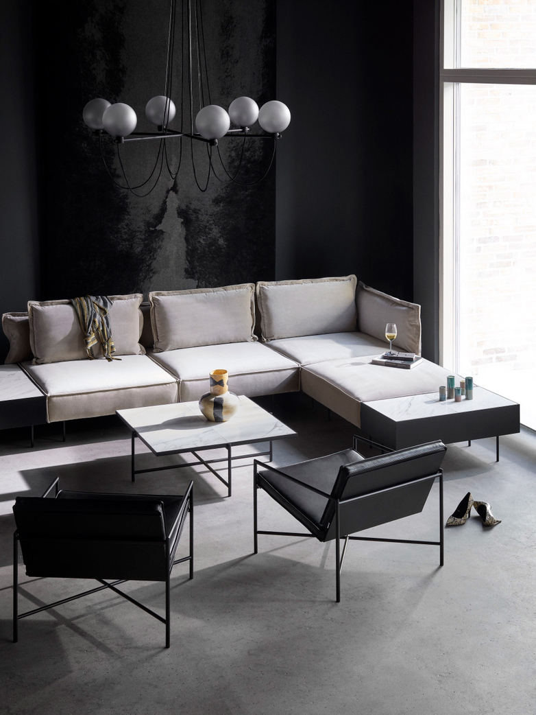 Moular Sofa 3-Seater with Chaise Lounge - Velvet Sand