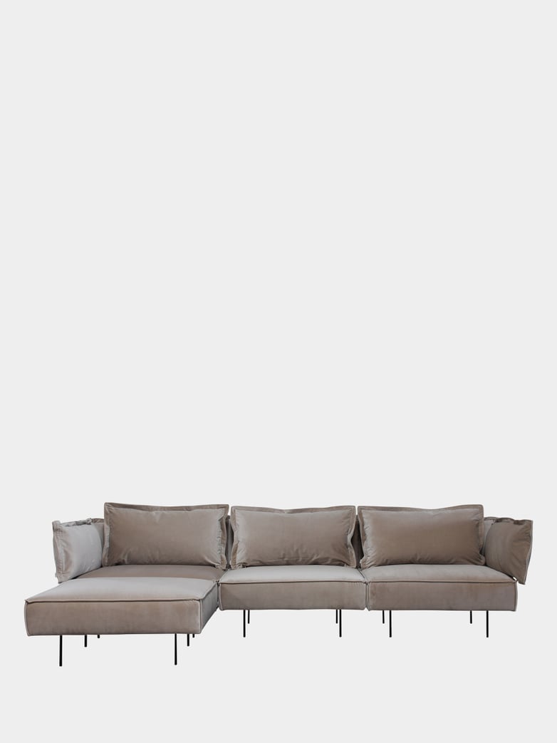 Moular Sofa 3-Seater with Chaise Lounge - Velvet Sand