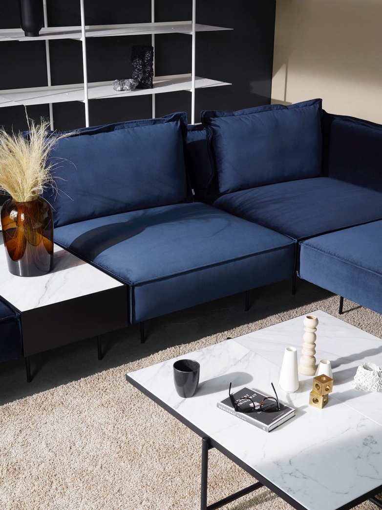 Moular Sofa 3-Seater with Chaise Lounge - Velvet Royal Blue