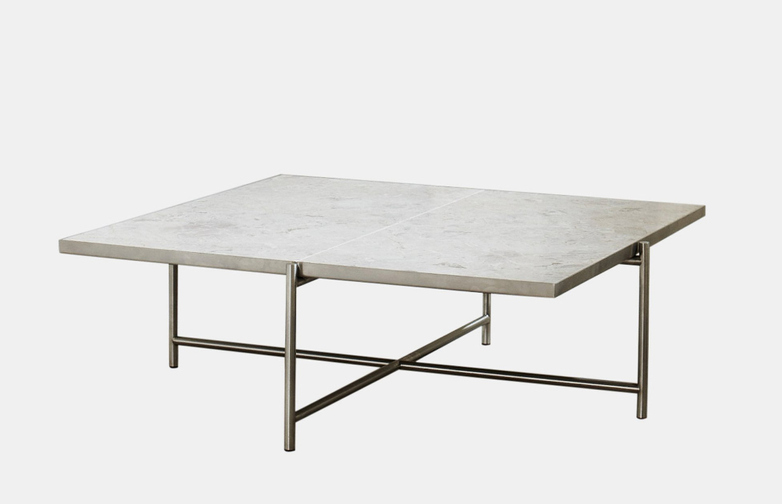 Coffee Table 90 - White Marble - Stainless Steel
