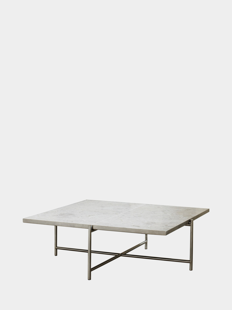 Coffee Table 90 - White Marble - Stainless Steel