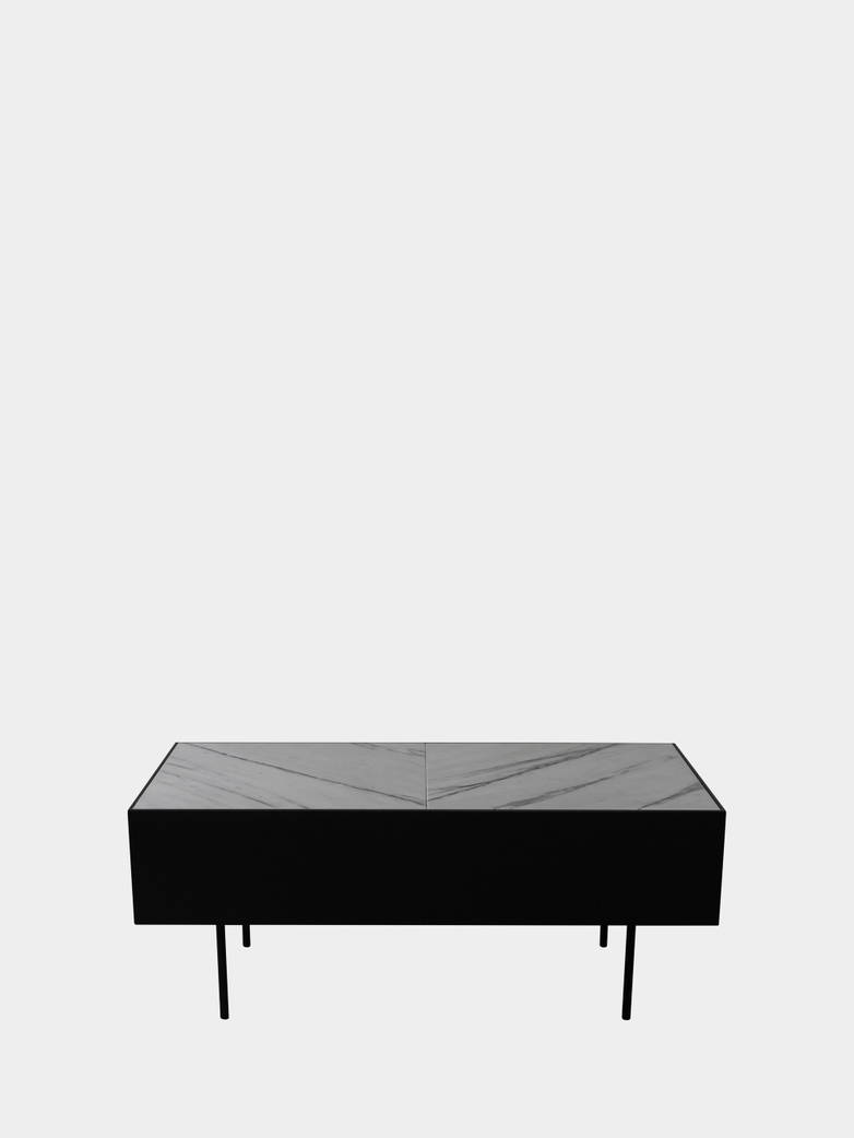 Accent Table - White Marble - Black Frame
