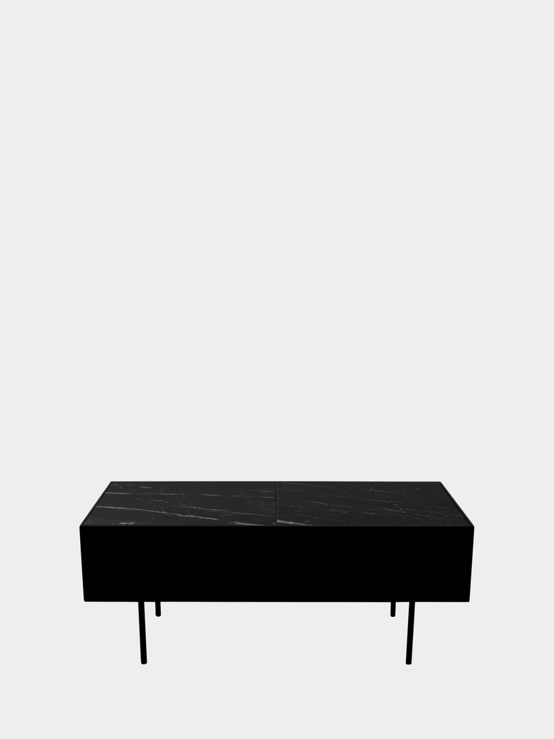 Accent Table - Black Marble - Black Frame