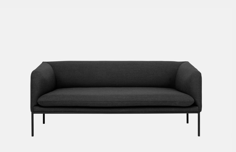 Turn Sofa 2-Seater - Fiord 171 Dark Grey - Black Frame