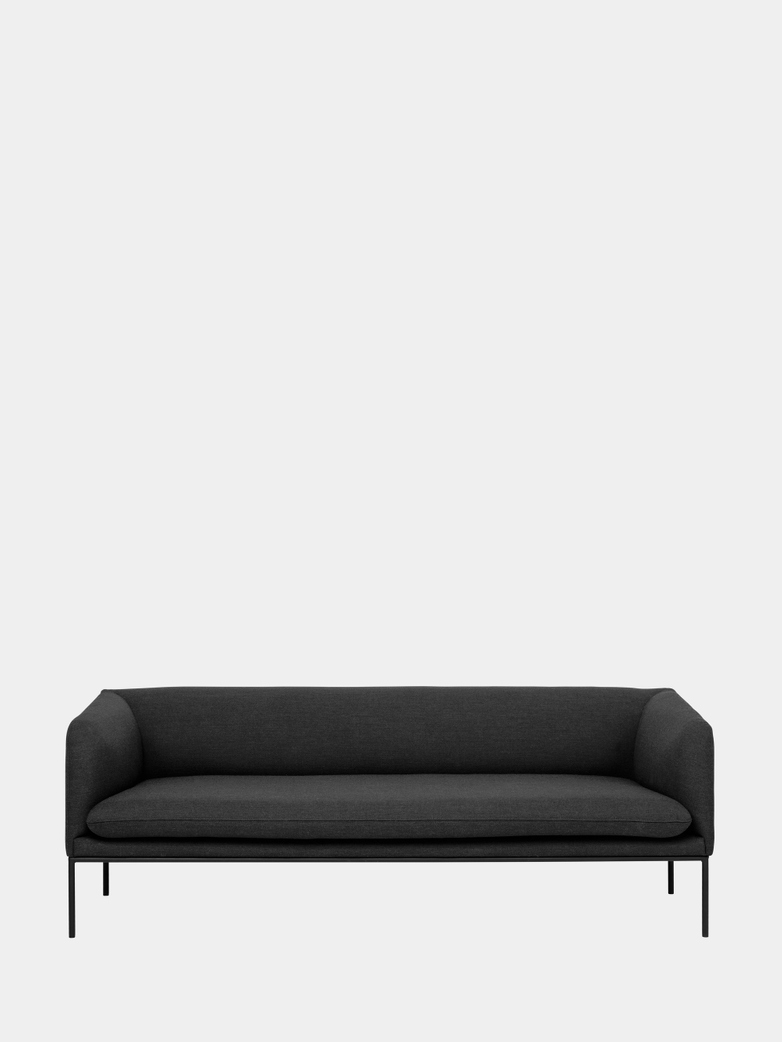Turn Sofa 3-Seater - Fiord 171 Dark Grey - Black Frame