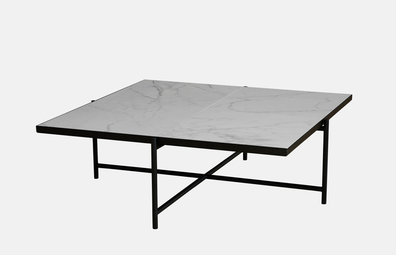 Coffee Table 90 - White Marble - Black