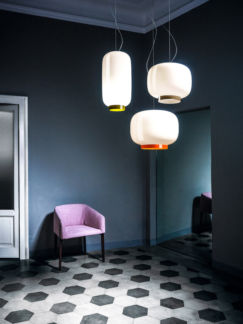 Chouchin 3 Reverse LED Pendant - White/Grey