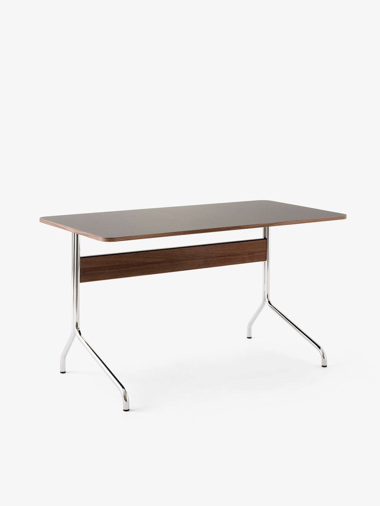 Pavilion Desk AV16 - Linoleum Iron - Walnut - Chrome Legs