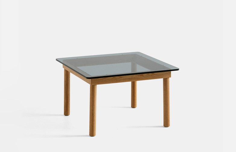 Kofi Coffee Table - Lacquered Oak/Grey Tinted Glass - 60 x 60 cm