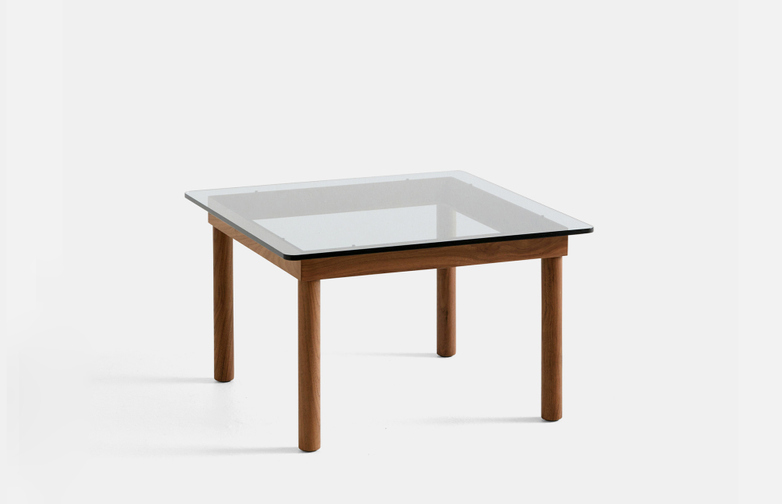 Kofi Coffee Table - Lacquered Walnut/Clear Glass - 60 x 60 cm