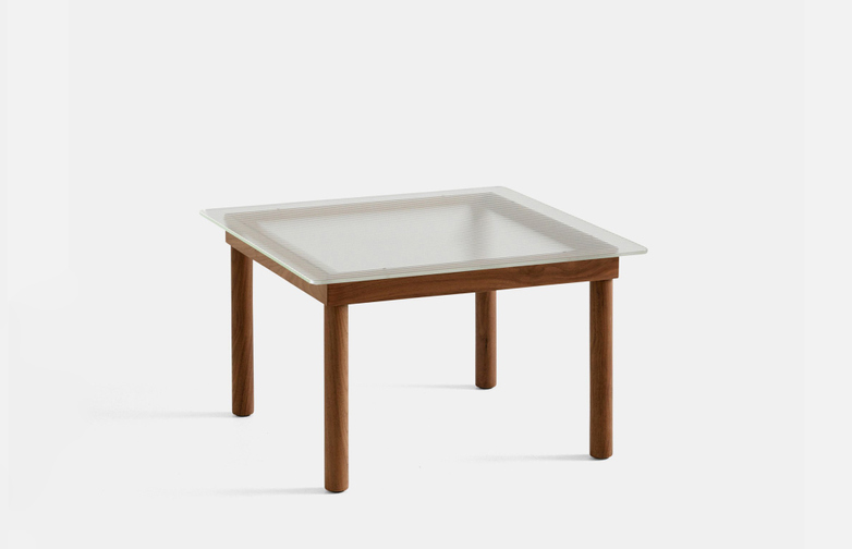 Kofi Coffee Table - Lacquered Walnut/Clear Reeded Glass - 60 x 60 cm