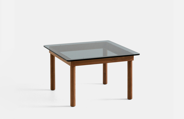 Kofi Coffee Table - Lacquered Walnut/Grey Tinted Glass - 60 x 60 cm
