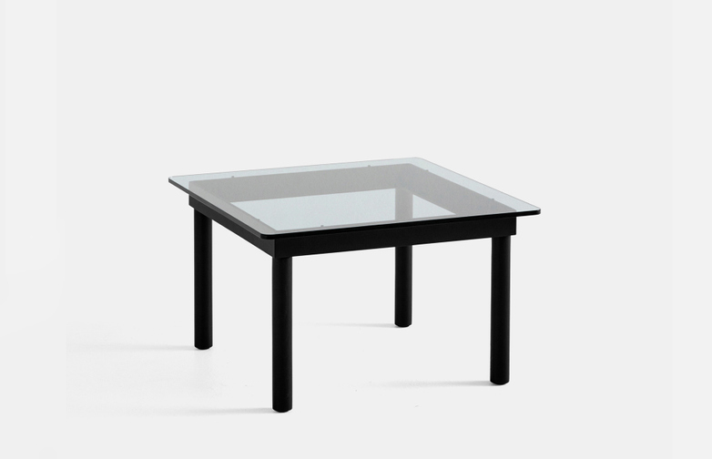 Kofi Coffee Table - Black Lacquered Oak/Clear Glass - 60 x 60 cm