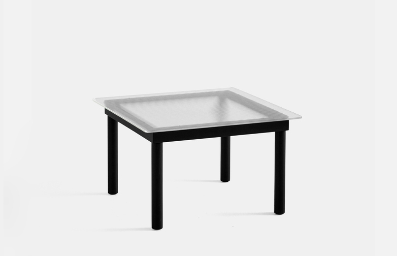 Kofi Coffee Table - Black Lacquered Oak/Clear Reeded Glass - 60 x 60 cm