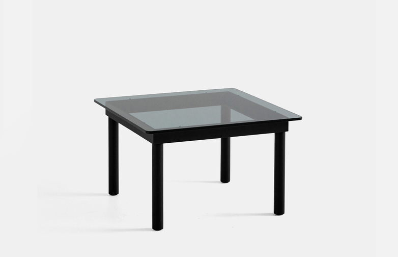 Kofi Coffee Table - Black Lacquered Oak/Grey Tinted Glass - 60 x 60 cm