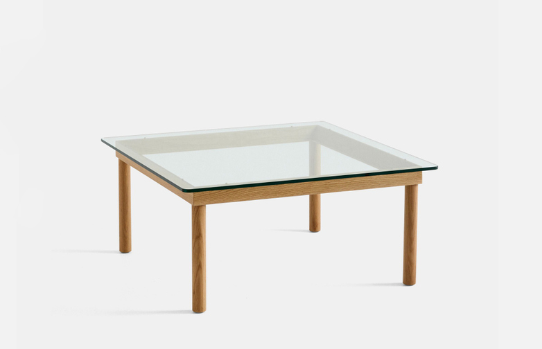 Kofi Coffee Table - Lacquered Oak/Clear Glass - 80 x 80 cm