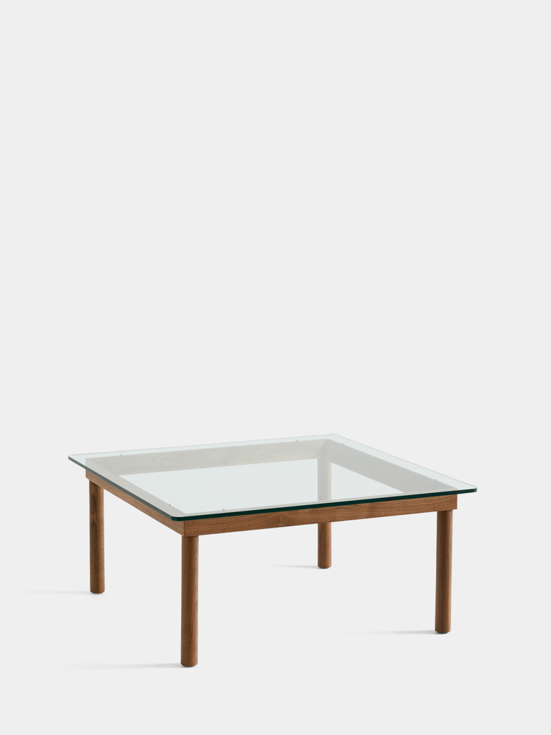 Kofi Coffee Table - Lacquered Walnut/Clear Glass - 80 x 80 cm