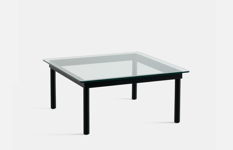 Kofi Coffee Table - Black Lacquered Oak/Clear Glass - 80 x 80 cm