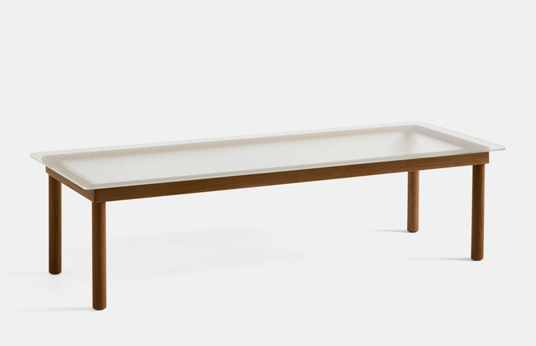 Kofi Coffee Table - Lacquered Walnut/Clear Reeded Glass - 140 x 50 cm