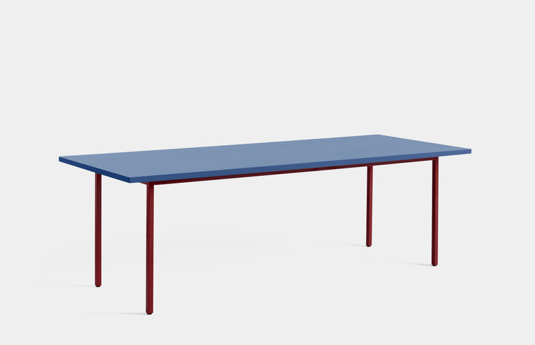 Two-Colour Table - Maroon Red/Blue - 240 x 90 cm