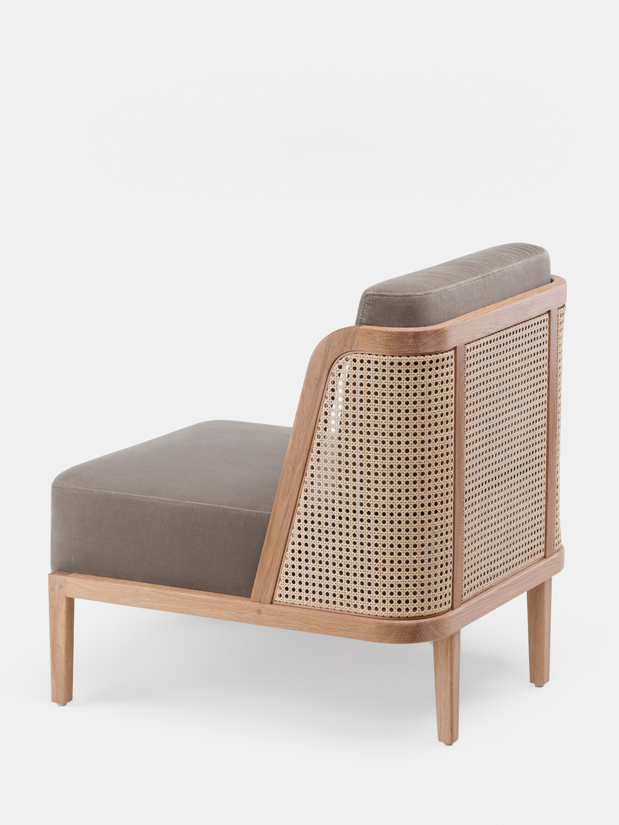 40592 27b8799c22 40362 0082e953da 270 Throne Lounge Chair With Rattan By Autoban In Danish Oiled Oak And Harald 3 143 Fabric Back Whitebkgrnd Zoom Portrait
