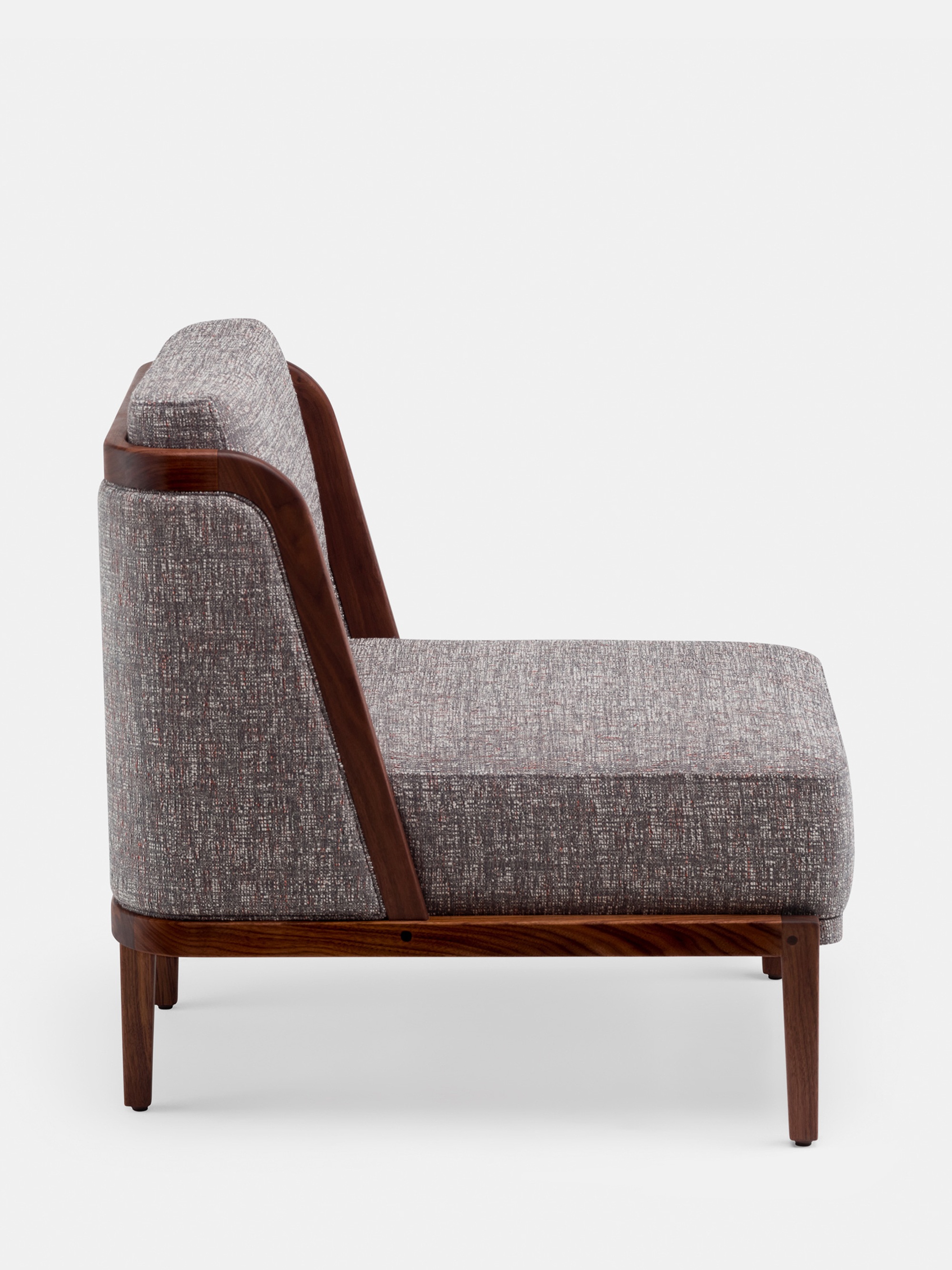 40593 0da1284081 40361 Ae6476918f 269 Throne Lounge Chair With Upholstery By Autoban For De La Espada In Danish Oiled Walnut And Sonar 3 153 Side Whitebkgrnd Zoom Portrait