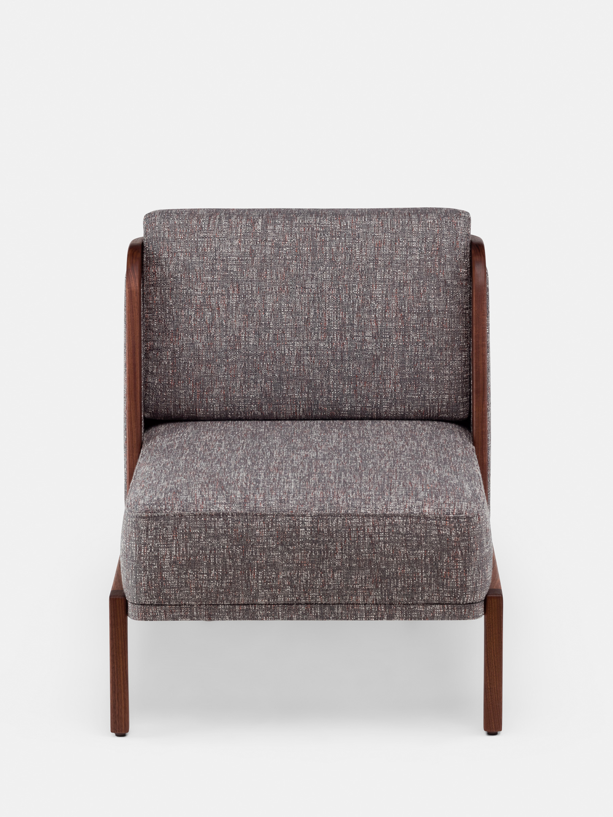 40593 Fb0dd1790a 40361 1af6398f79 269 Throne Lounge Chair With Upholstery By Autoban For De La Espada In Danish Oiled Walnut And Sonar 3 153 Front Whitebkgrnd Zoom Portrait