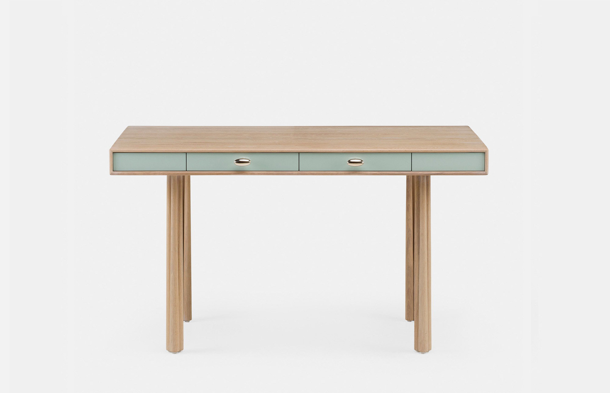 40645 7d775538d2 Oak 40193 942bae2411 060 Elliot Desk Dressing Table By Jason Miller In White Oiled Oak And Painted Hdf Lagoon Gloss Front Whitebkgrnd Zoom Portrait