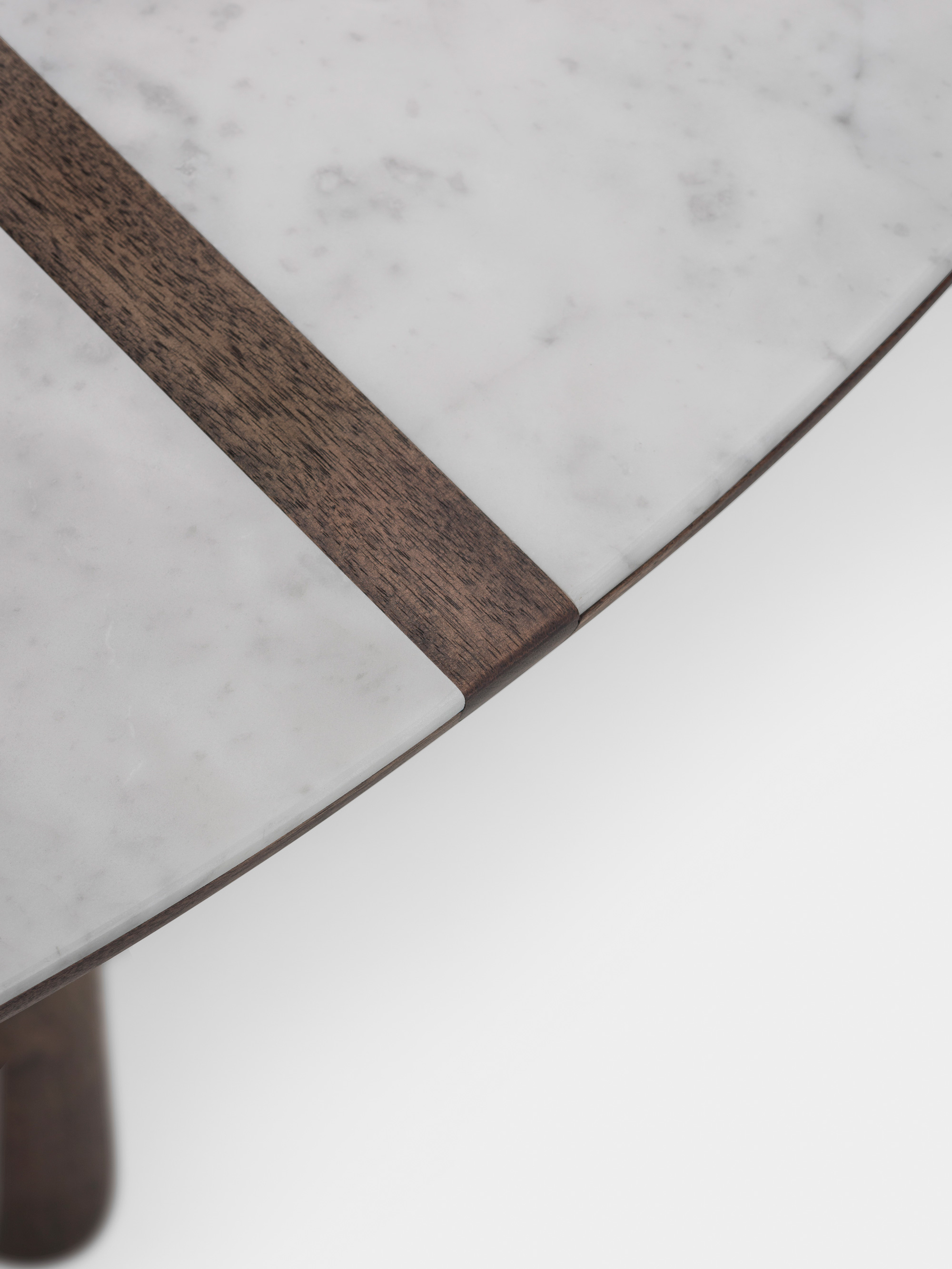 40654 8f815c6c12 108rm Marlon Round Table By Luca Nichetto In Black Oiled Walnut And Carrara Marble Detail5 Whitebkgrnd Portrait