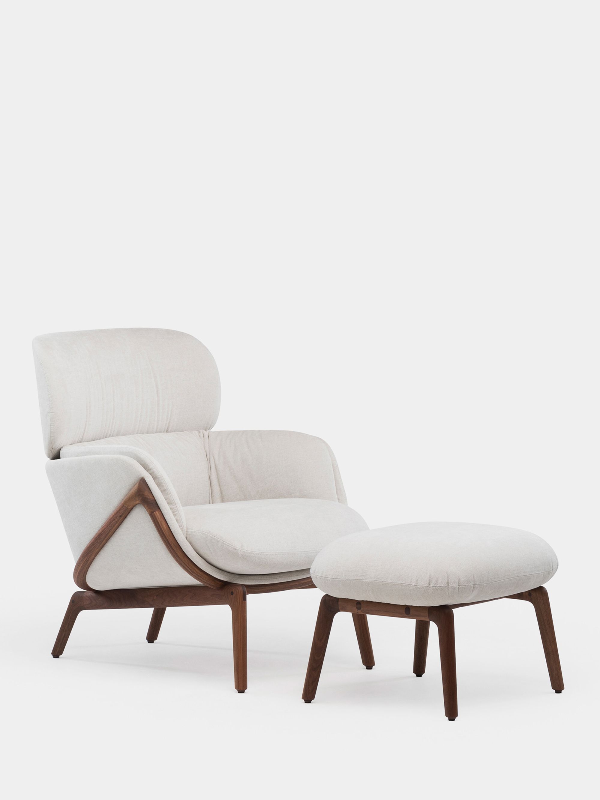 40675 28d1107669 40265 21469da250 101 Elysia Lounge Chair By Luca Nichetto In Danish Oiled Walnut And Maple 102 Fabric With 101o Nino Ottoman Whitebkgrnd Zoom Portrait
