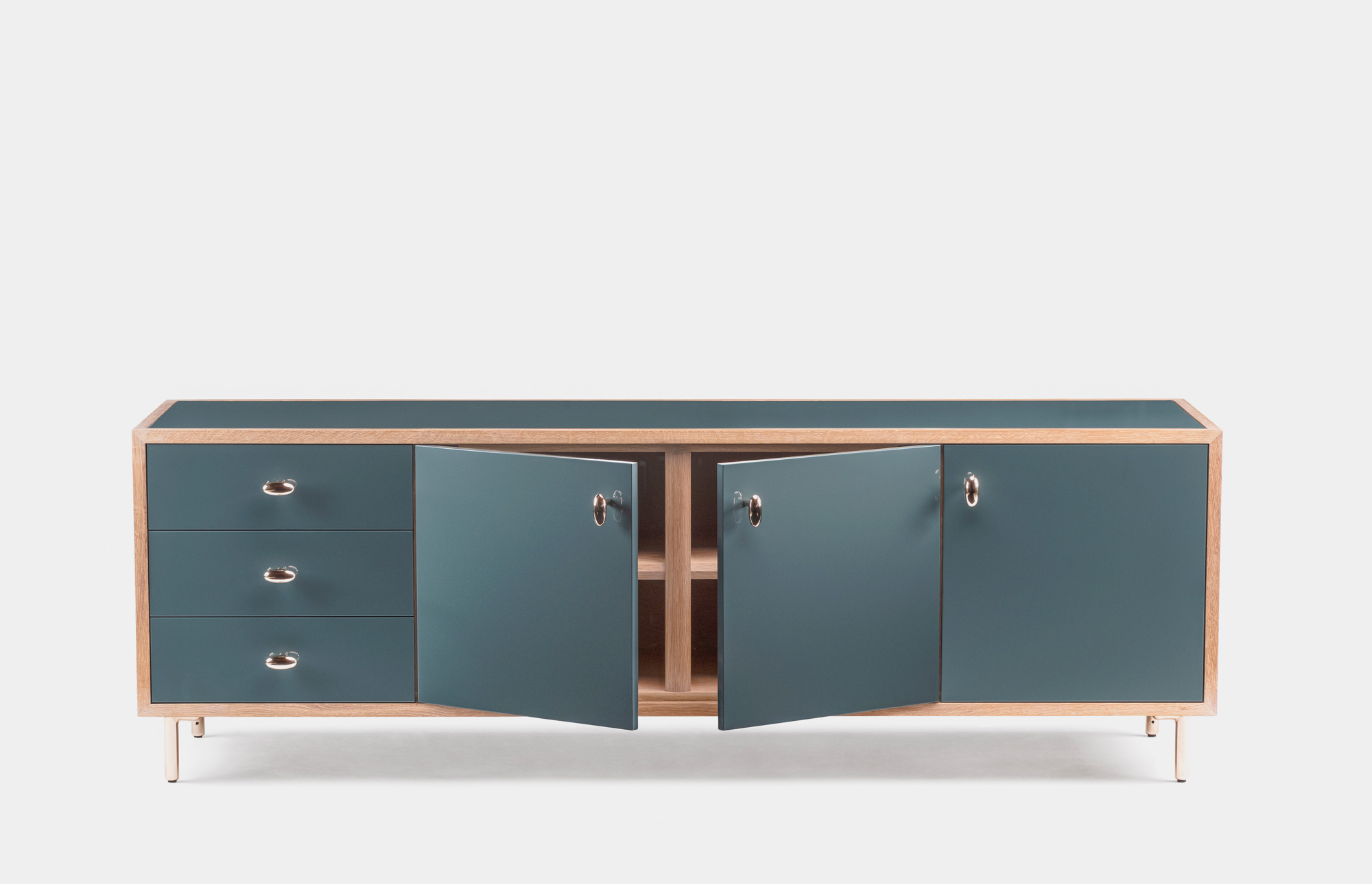 40726 3e71ffc335 052f Classon Sideboard By Jason Miller In White Oiled Oak And Bay Painted Hdf Open Front Whitebkgrnd Portrait