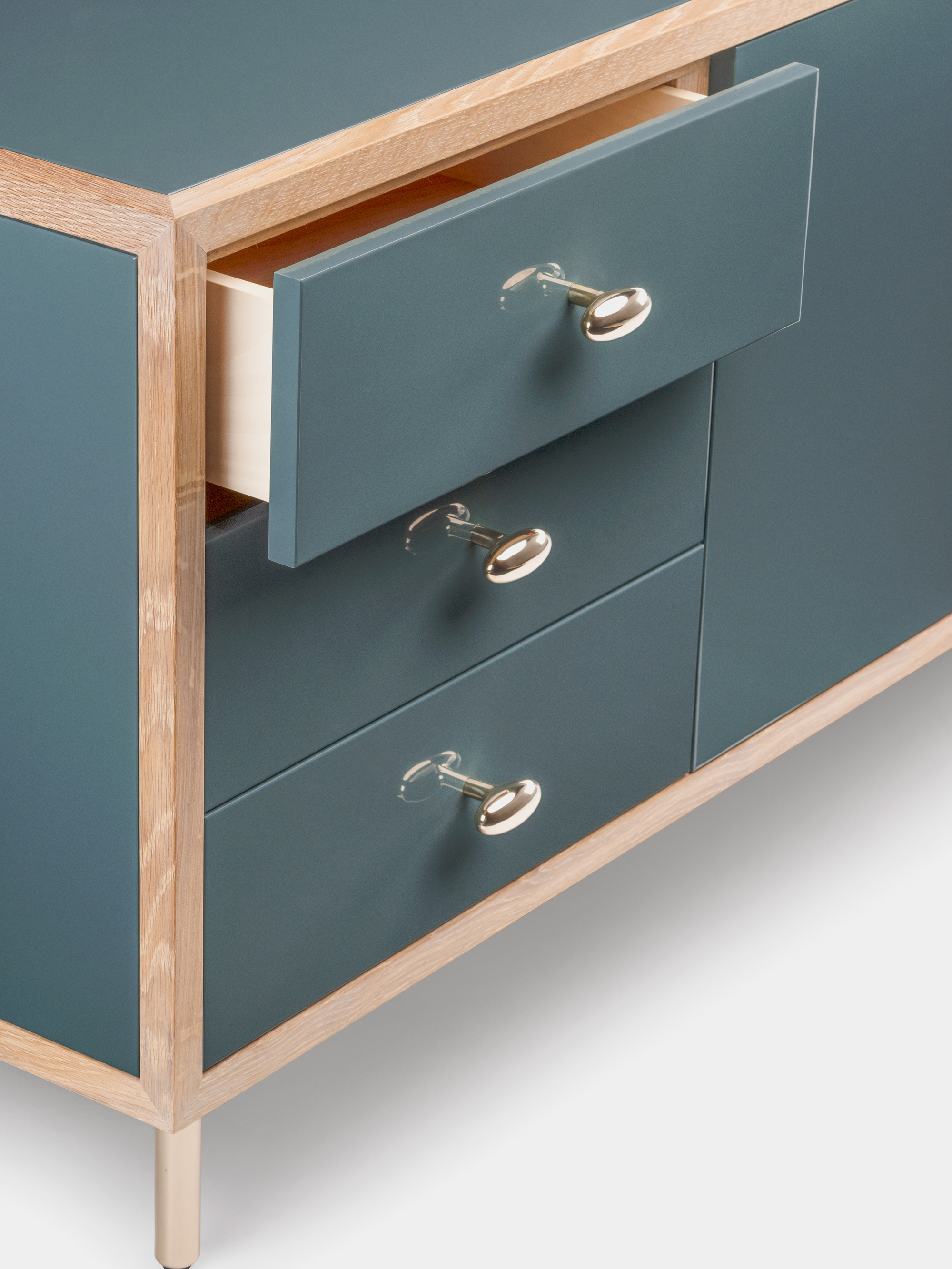40726 62388f3475 052f Classon Sideboard By Jason Miller In White Oiled Oak And Bay Painted Hdf Detail Whitebkgrnd Portrait