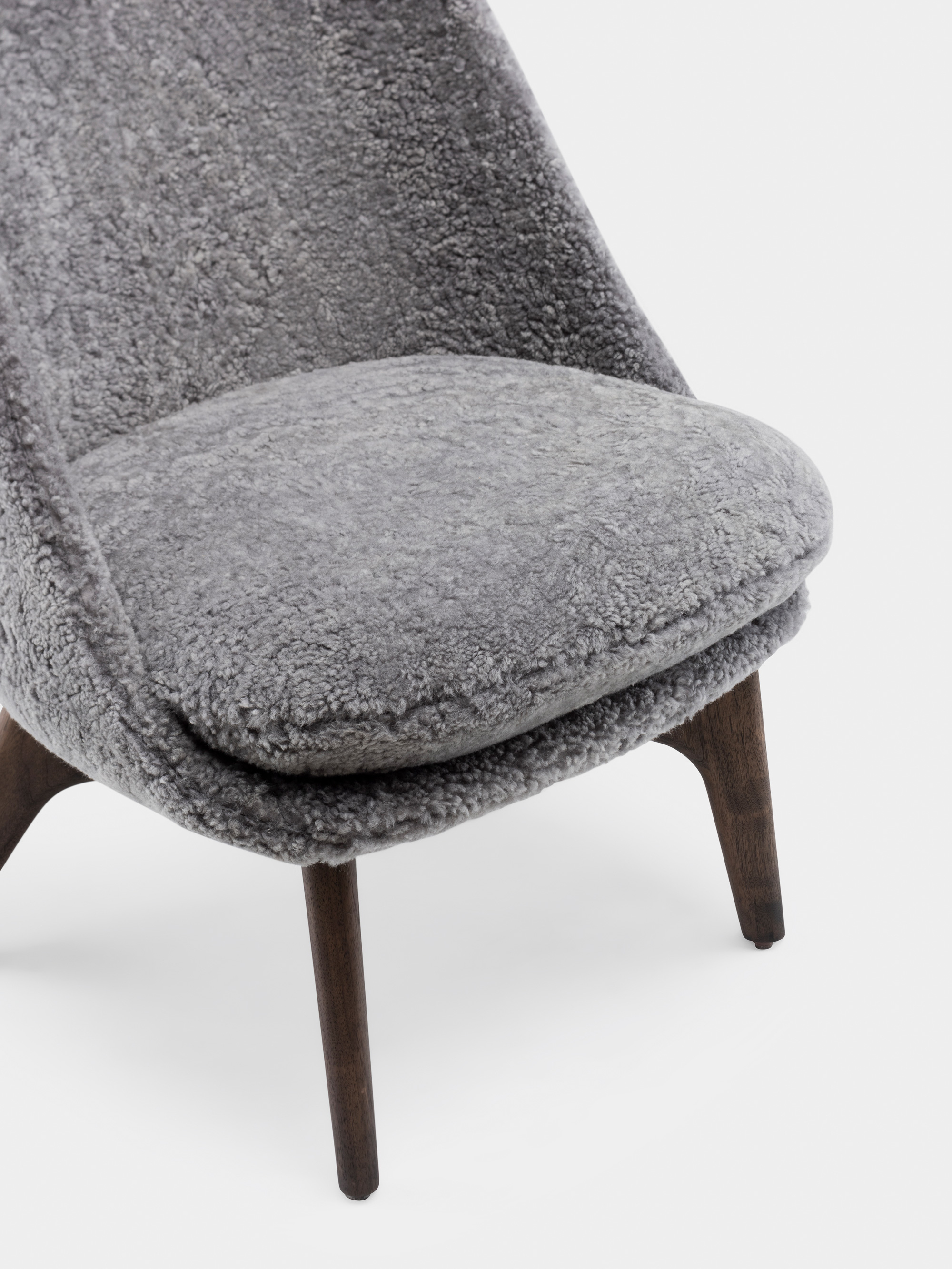 40787 38bc8c54dc 751 Solo Lounge Chair By Neriandhu In Black Oiled Walnut And Scandinavian Grey Curly Sheepskin Detail3 Whitebkgrnd Portrait
