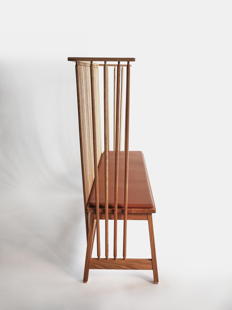 Settle Bench - Oiled Oak - with Leather Seat Pad