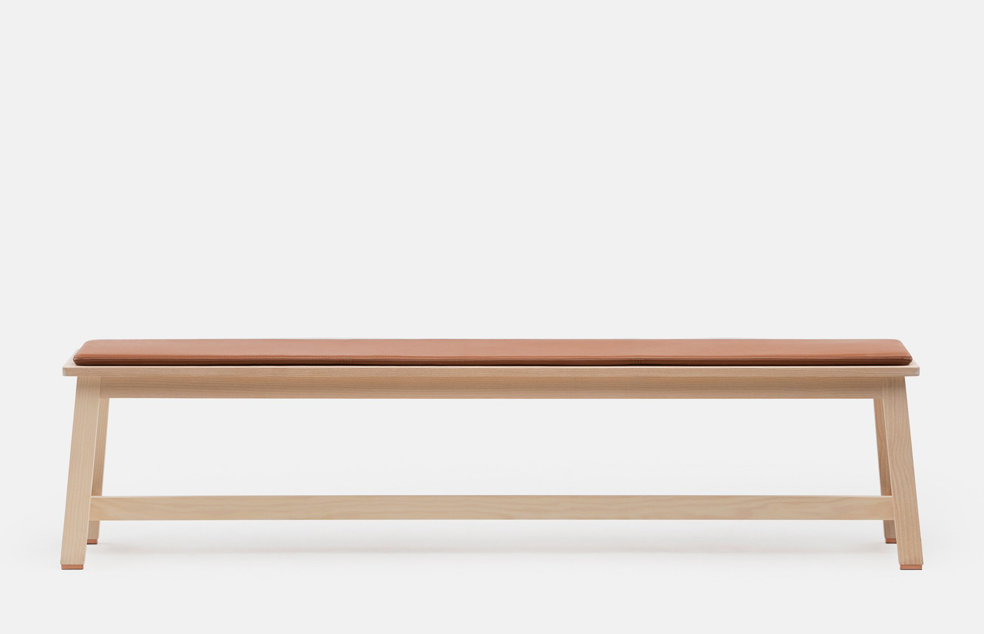 41077 F633125811 41077 E780faade5 443 Bench By Studioilse In White Oiled Ash With Brown Leather Seat Pad Front Whitebkgrnd Zoom Portrait