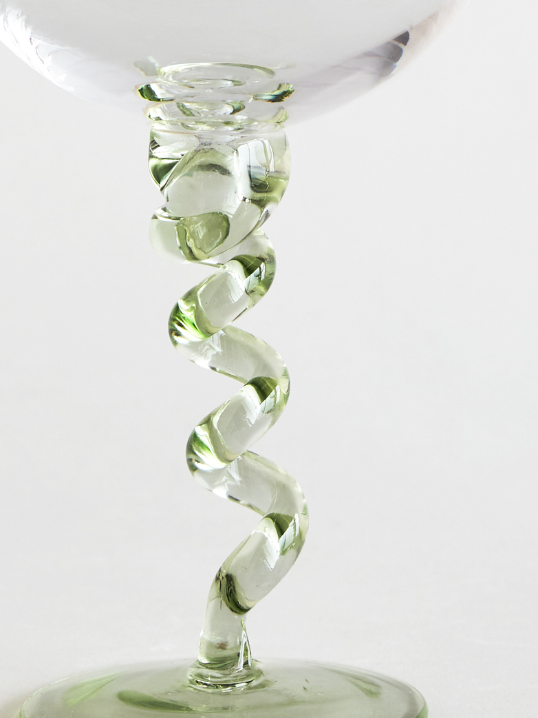 Spiral Champagne Coupe - Green - Set of 2