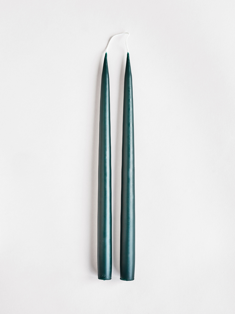 Tapered Candle - Forest Green Set of 2