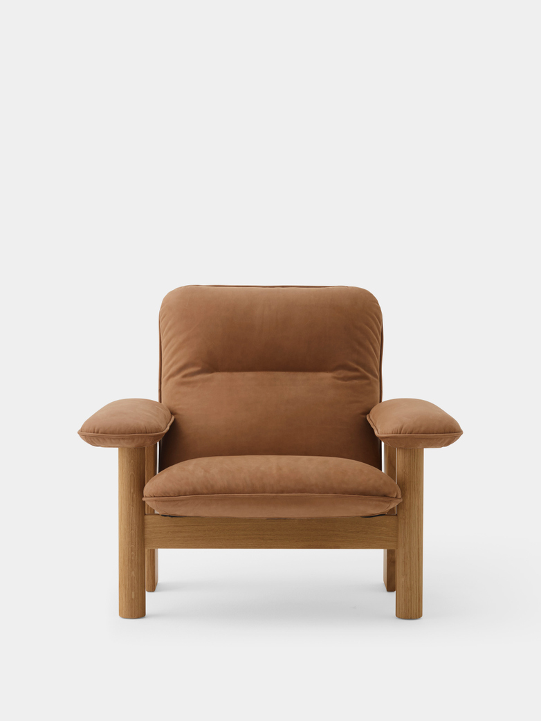 Brasilia Lounge Chair - Camel Leather- Natural Oak