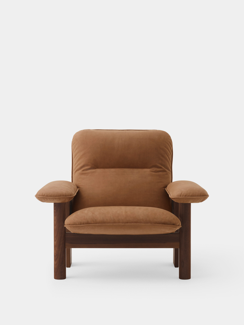 Brasilia Lounge Chair - Camel Leather - Dark Stained Oak