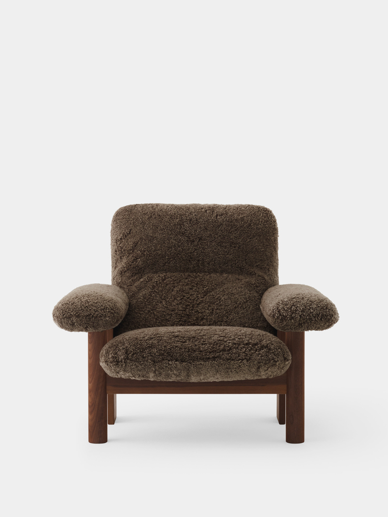 Brasilia Lounge Chair - Brown Sheepskin - Dark Stained Oak