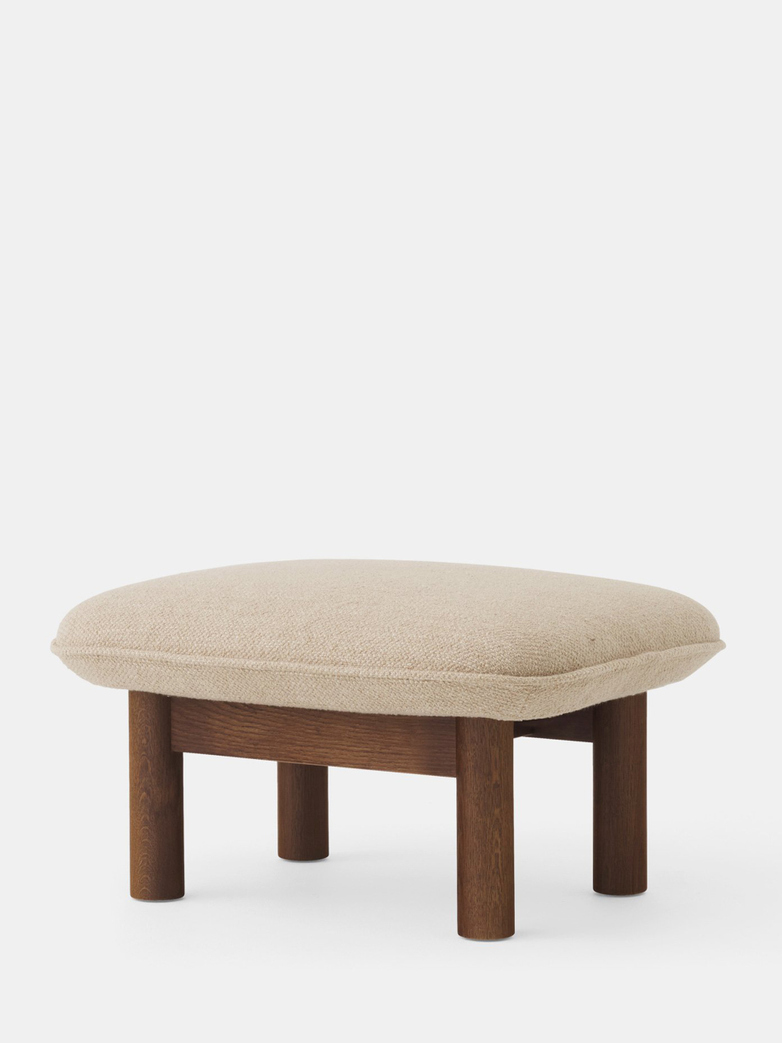 Brasilia Ottoman - Bouclé - Dark Stained Oak