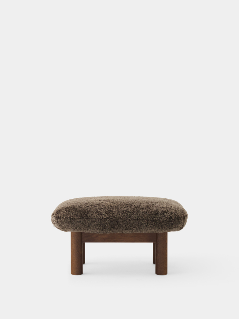 Brasilia Ottoman - Brown Sheepskin - Dark Stained Oak