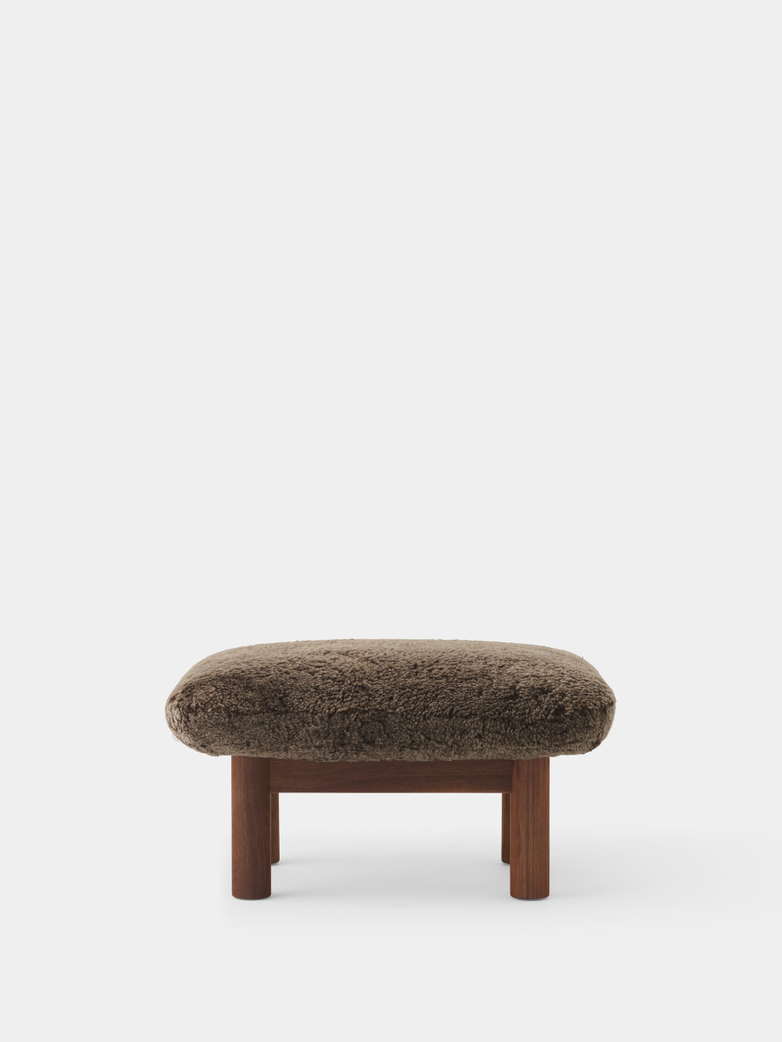 Brasilia Ottoman - Brown Sheepskin - Walnut