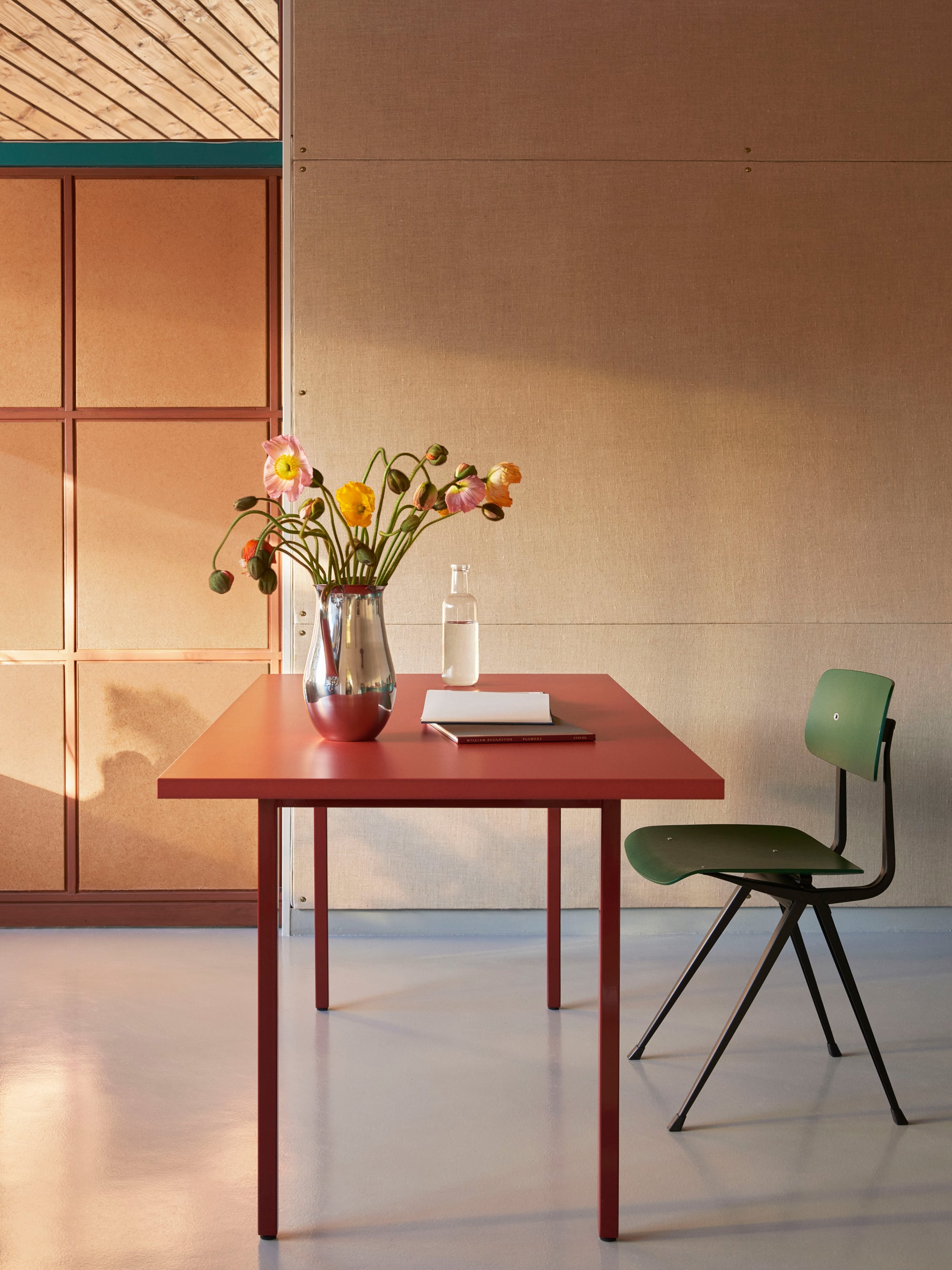 42277 A1a03e06de Two Colour 160x82 Red Wb Lacquer Tabletop Maroon Red Frame Result Chair Forest Green Stained Oak Seat Black Frame Indian Steel Pitcher No 2 Portrait