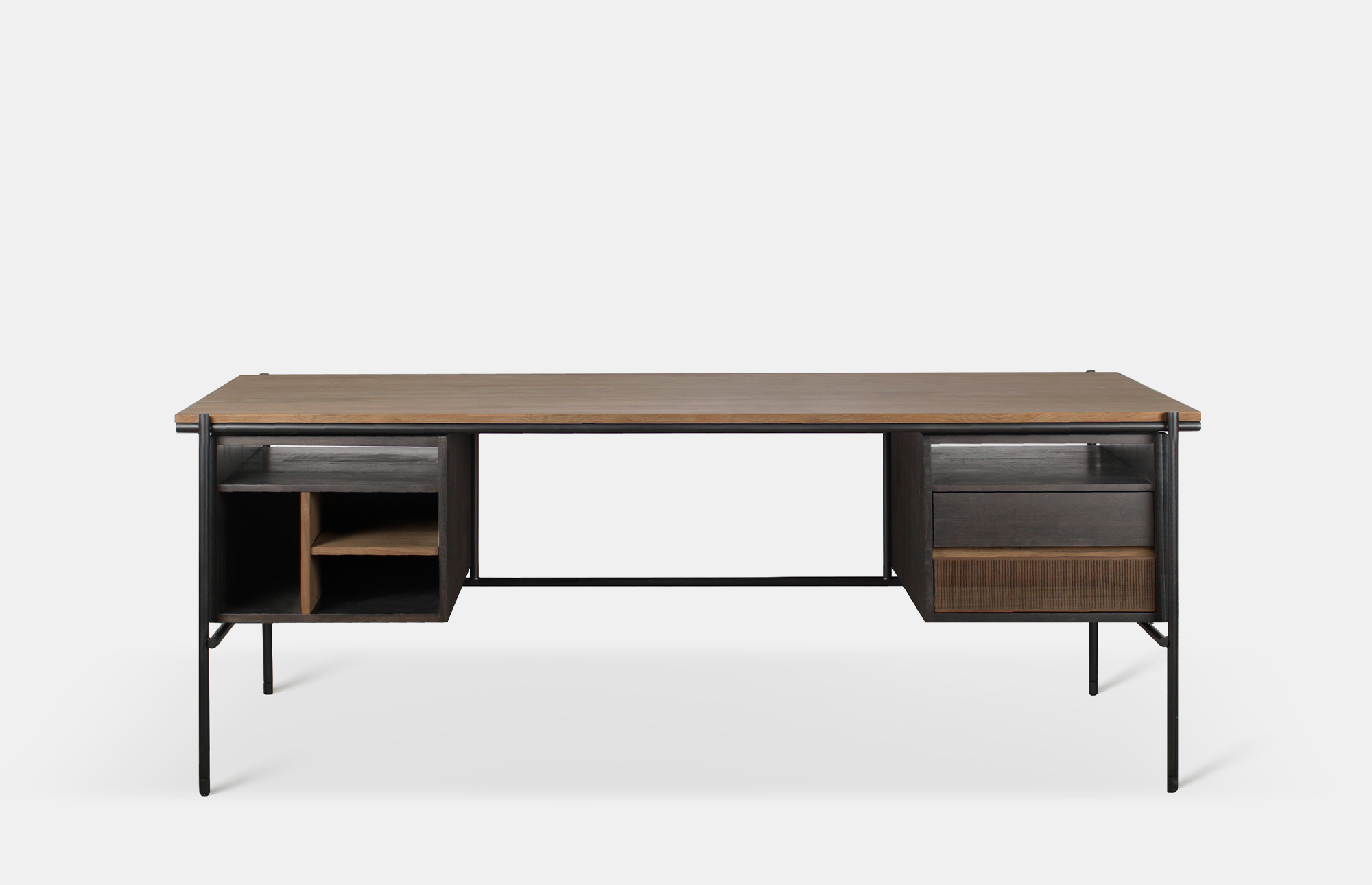 44561 Fd29aac347 10141 Teak Oscar Desk 2 Drawers 200x90x76 Vs2 High Portrait