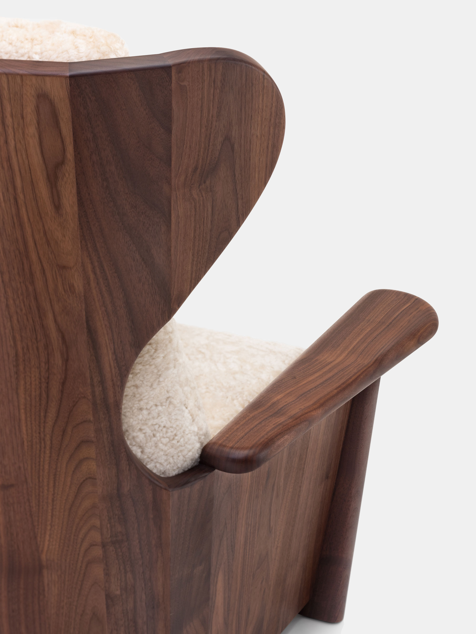 54030 Fe1834aca4 688 Twenty Five Bergere Chair By De La Espada Atelier In Danish Oiled Walnut And Mohawi Sheepskin Detail2115843 Portrait