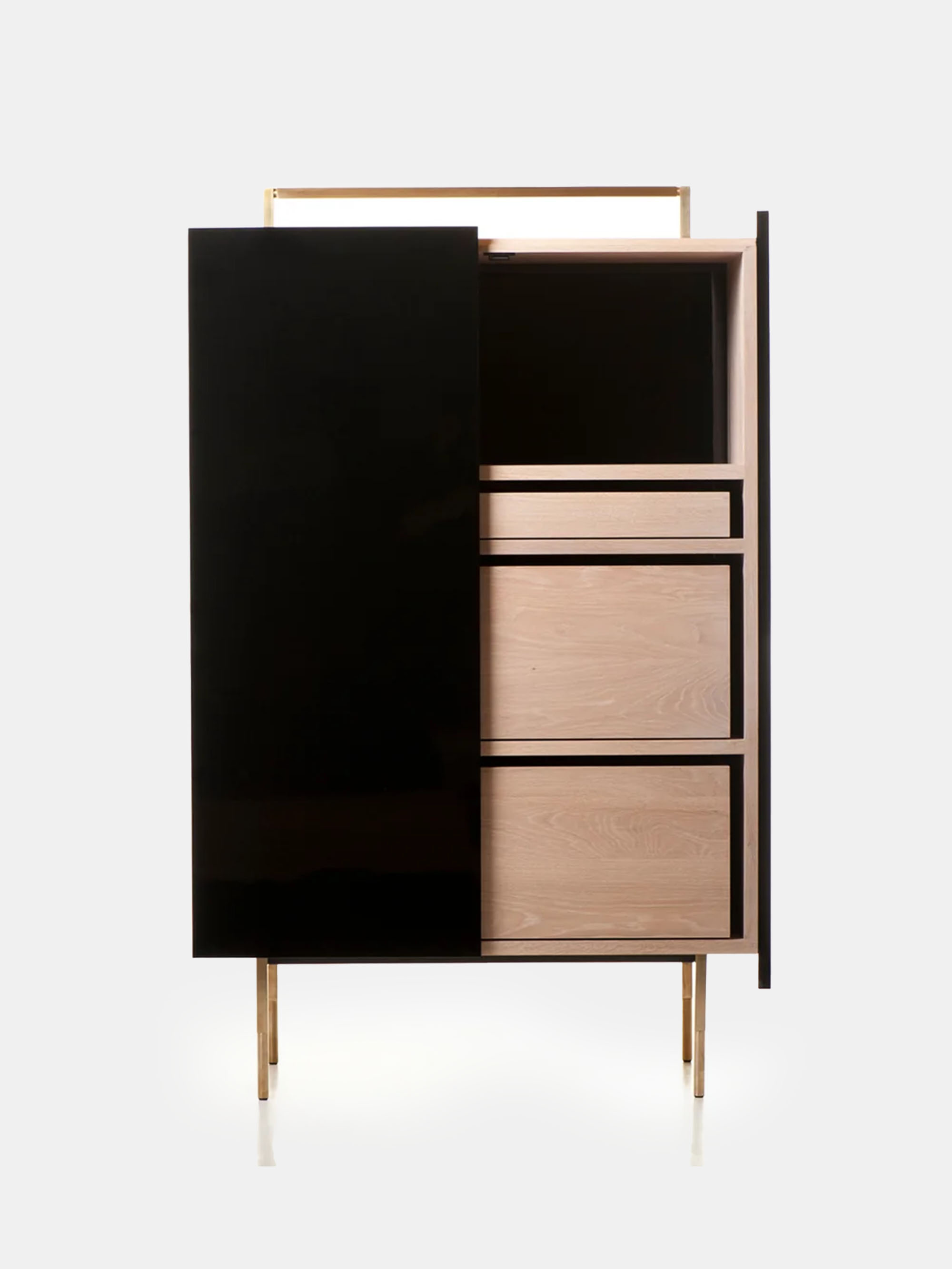 56651 0c5f4022fd 759l Trunk Tall Cabinet Black White Oiled Oak Portrait