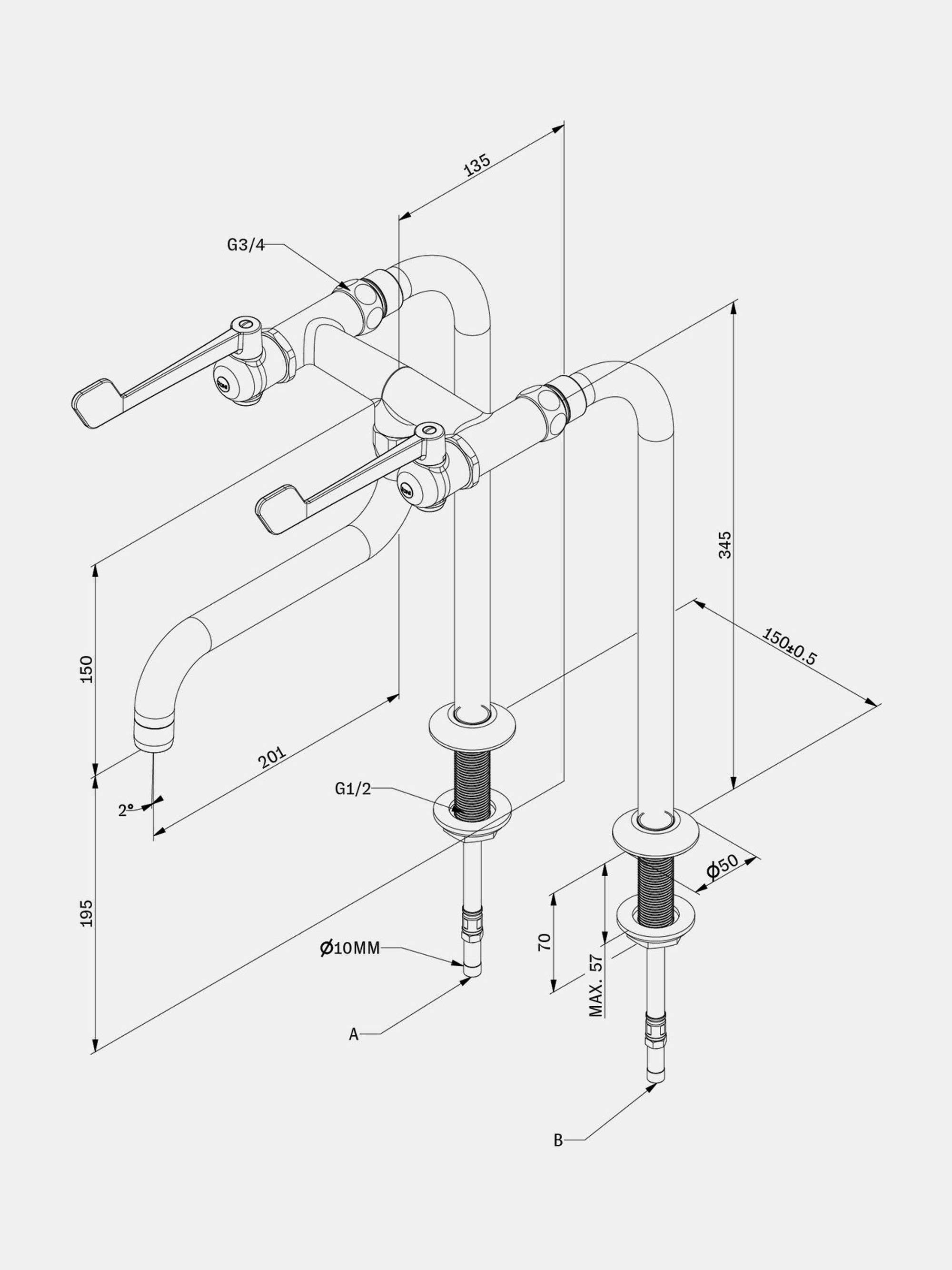 56699 Cb20d3ec22 Sp Elbow Fixture On Standpipe S200mm Portrait