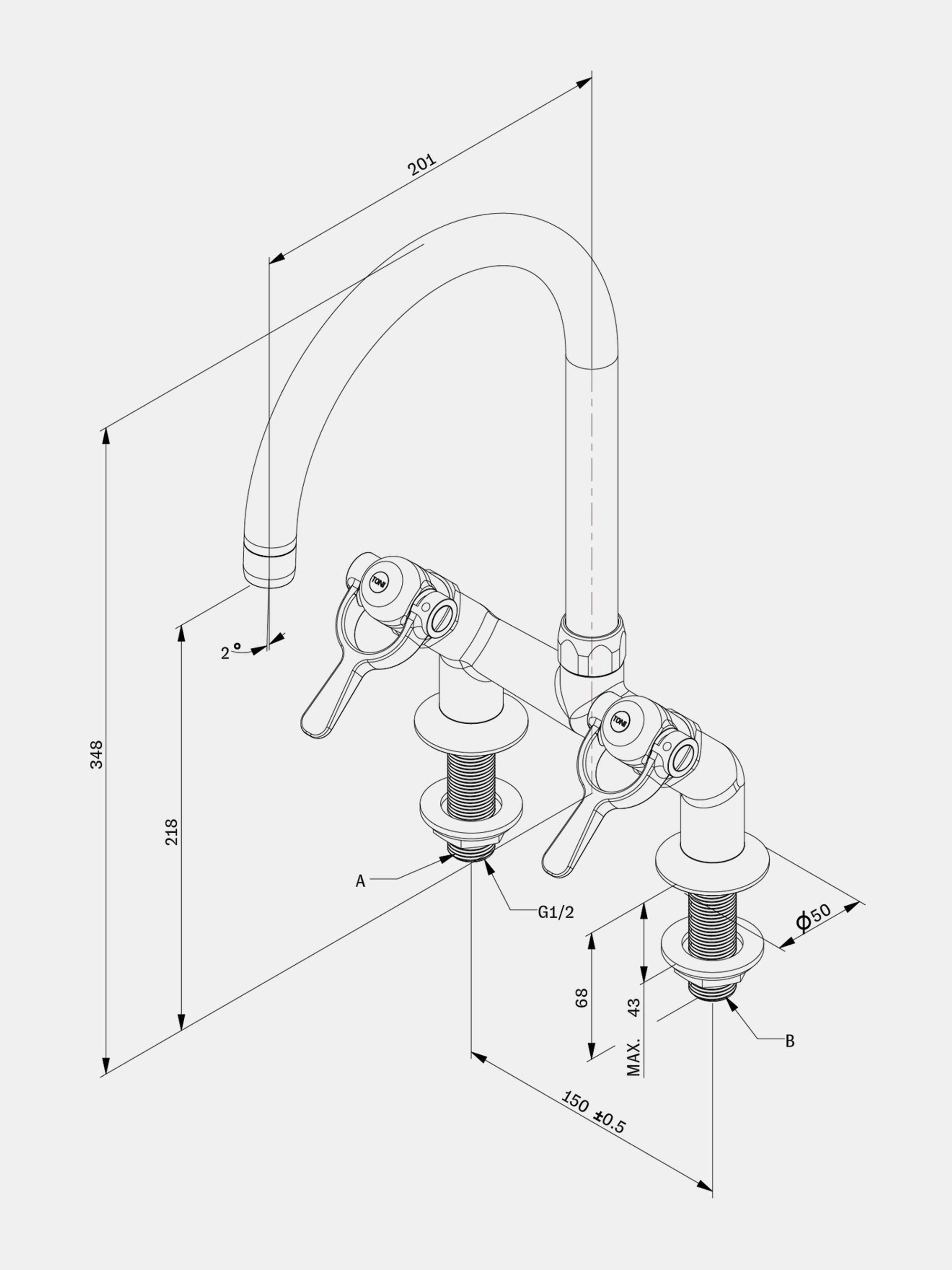 56713 25a912f7ad Sp Fixture 45 Degrees W Oe200mm Spout Portrait
