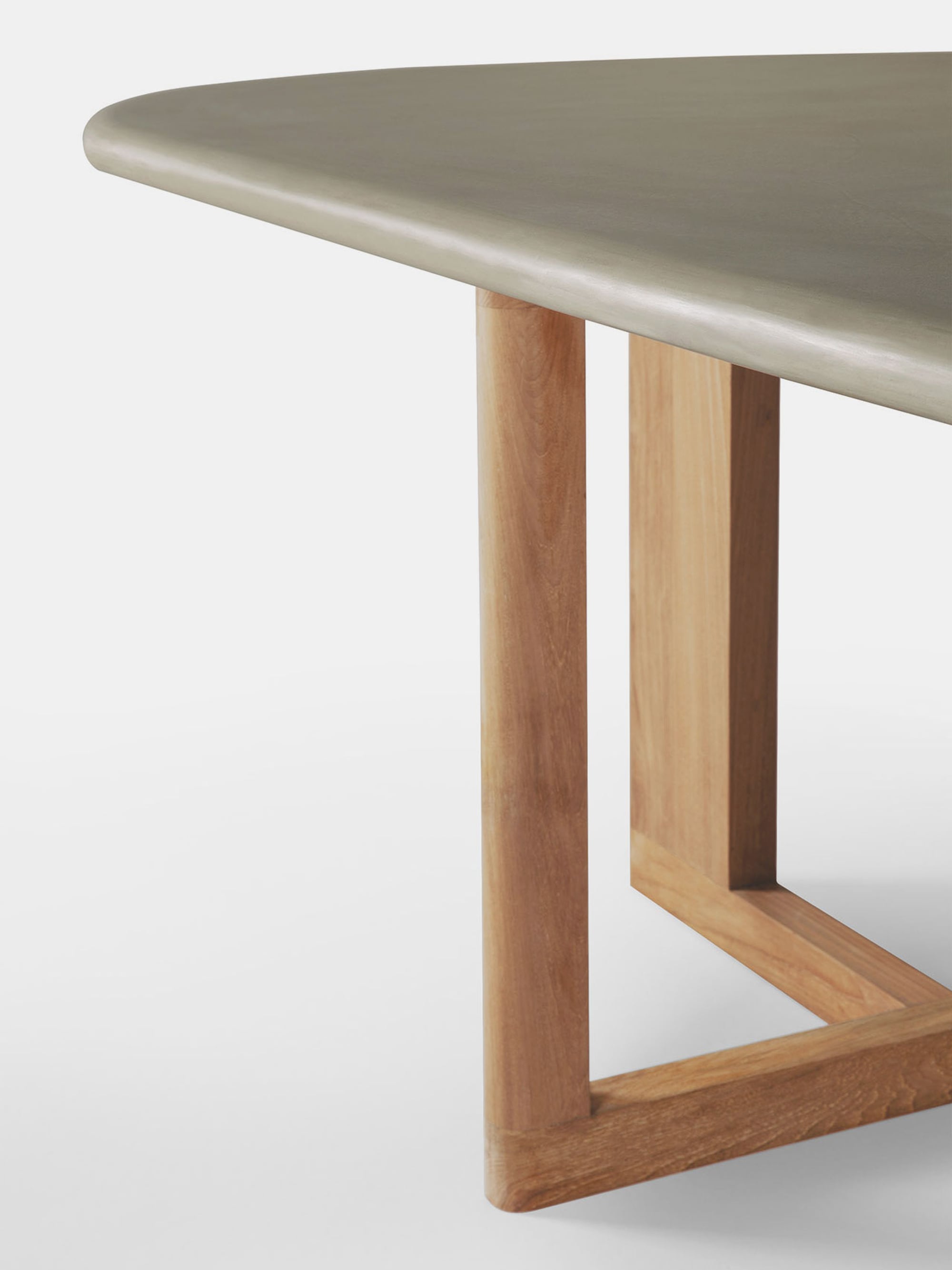 57532 B79c56ed25 11251 Trestle Outdoor Dining Table Concrete Top Reclaimed Teak Base Light Grey Oval 240x110x76 Det05 Cut Web Portrait